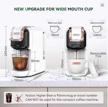 Multi-Capsule Coffee Machine, White and Rose Gold, Hot and Cold Brew, 5 Adapters for Different Coffee Systems, Ultimate Versatility