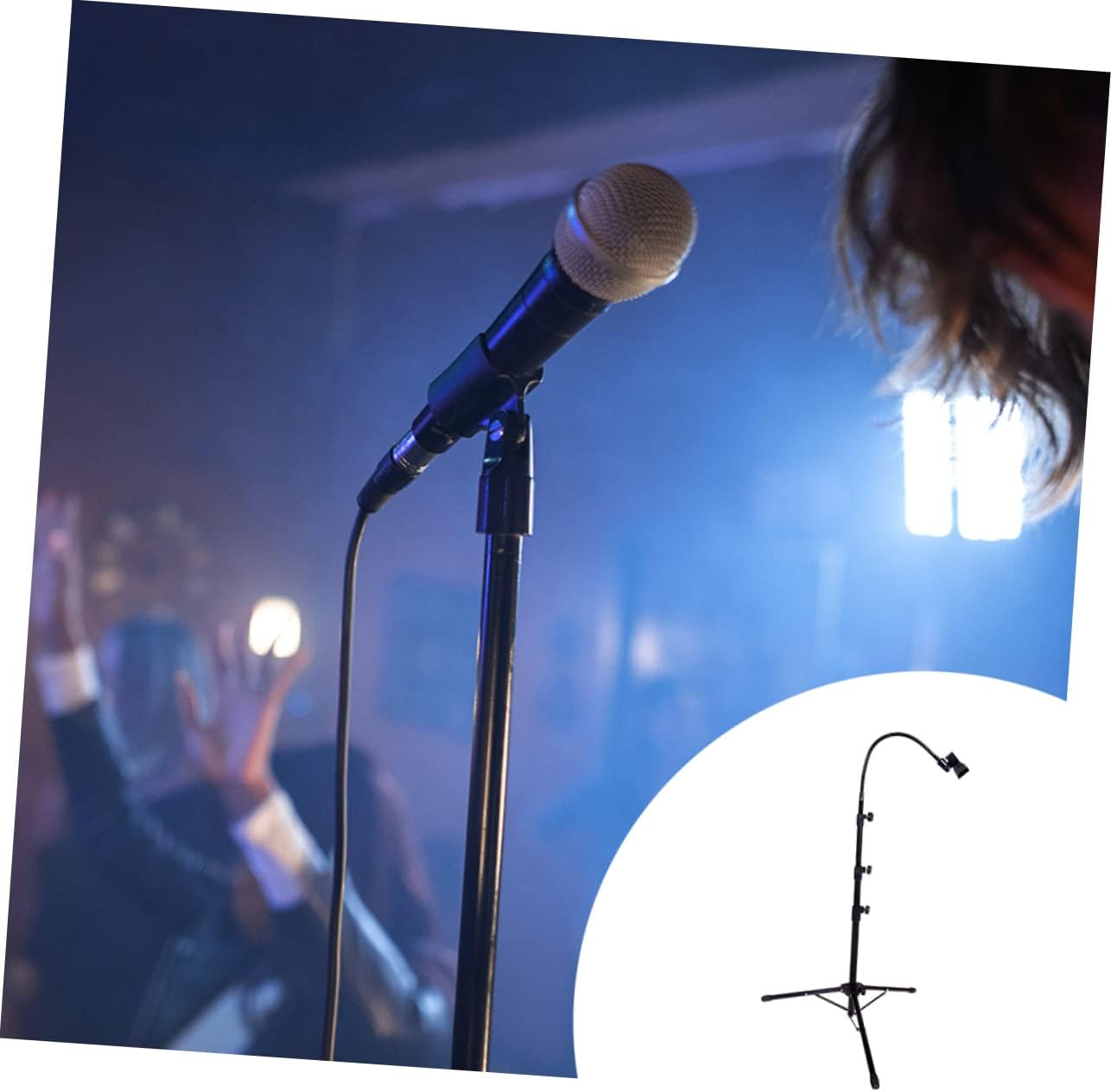 Adjustable Floor Microphone Stand Telescopic Boom Arm Tripod Stand for Adults/children Stage Host Mic Clip Black