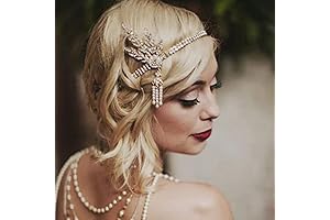 GORTIN Flapper Headpiece, 1920's Leaf Rhinestones Headband, Bridal Flapper Hair Piece