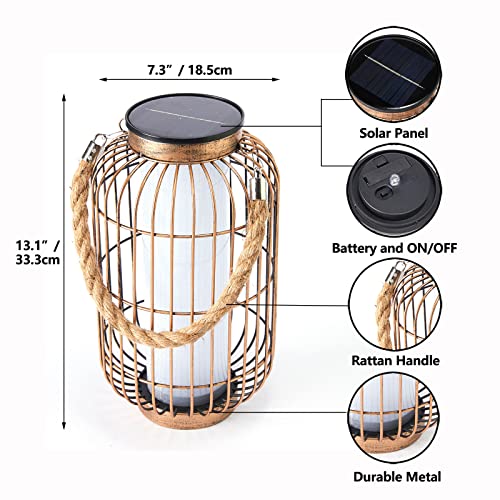 Pearlstar Large Solar Powered Lantern Outdoor-Heavy Duty Metal Hanging Lights Decorative Solar Table Lamp Waterproof For Outside Patio Yard Garden Porch Tabletop Decor thumb #2