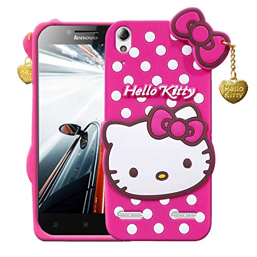 Image of Unirock Hello Kitty Back Case Cover for Lenovo A6000| 3D Cute Hello Kitty Case |Soft Silicone Rubber Back Cover with Pendant Kitty Cover for Lenovo A6000 (Pink)