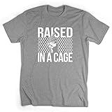 ChalkTalkSPORTS Raised in a Cage Baseball T-Shirt | Baseball Tees | Gray | Adult, Medium