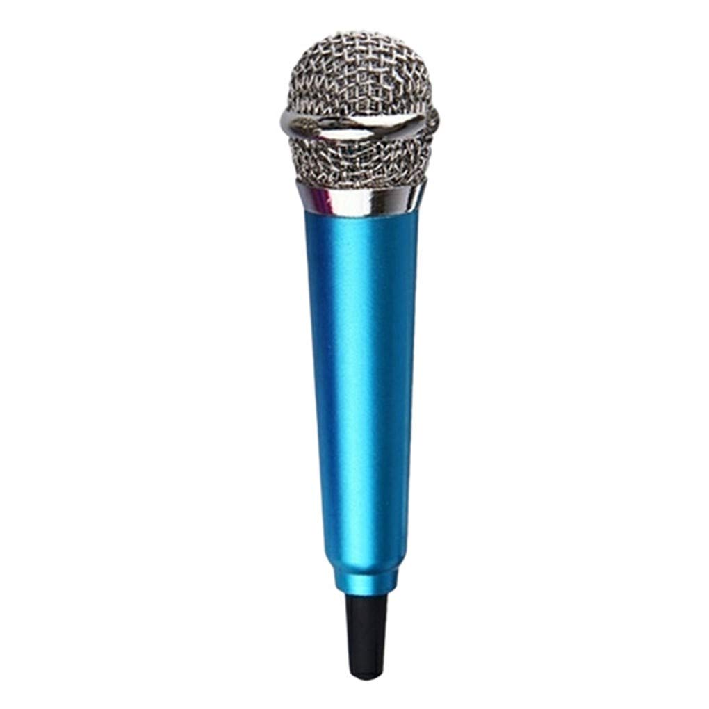 3.5mm Stereo Studio Portable Mini Speech Mic Audio Microphone Smart Phone Laptop PC Desktop Accessories (Blue)