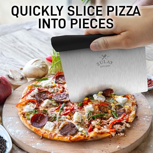 Zulay Premium Multi-purpose Stainless Steel Bench Scraper & Chopper, Easy to Read Etched Markings for Perfect Cuts, Quick & Easy Multi-use Dough Scraper, Dough Cutter & Pastry Scraper (Black) - Image 3