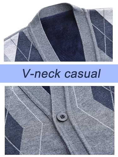 LemonGirl Mens Plaid V-Neck Cardigan Sweater Vest Sleeveless Button Casual Knitwear4