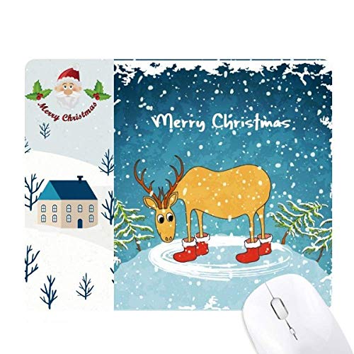Tapis de souris de Noël avec illustration de cerf pour décoration de bureau festive