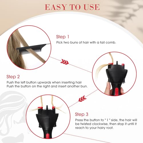Juego de 4 peines automáticos para trenzar cabello negro miniatura 3
