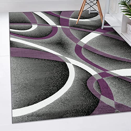 2305 Geometric Abstract Purple 9x12 Area Rugs for Living Room