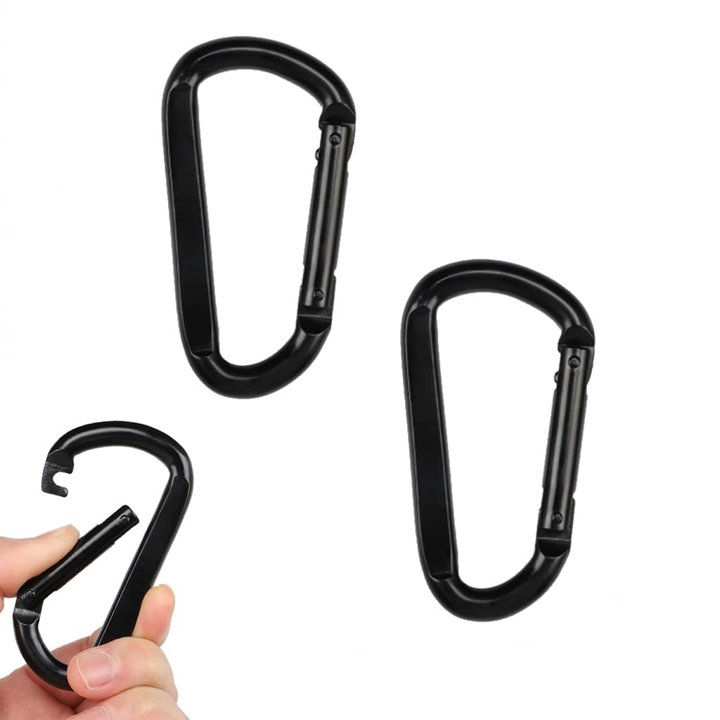 2 Pcs Carabiner Clip,Black Carabiner Clip Heavy Duty Carabiners,Locking Carabiner Clips,D-Ring Load-Bearing Climbing Carabiners,3 Inch D Shape Steel Gym Clips for Camping Hammocks Dog Leash Yoga Sport