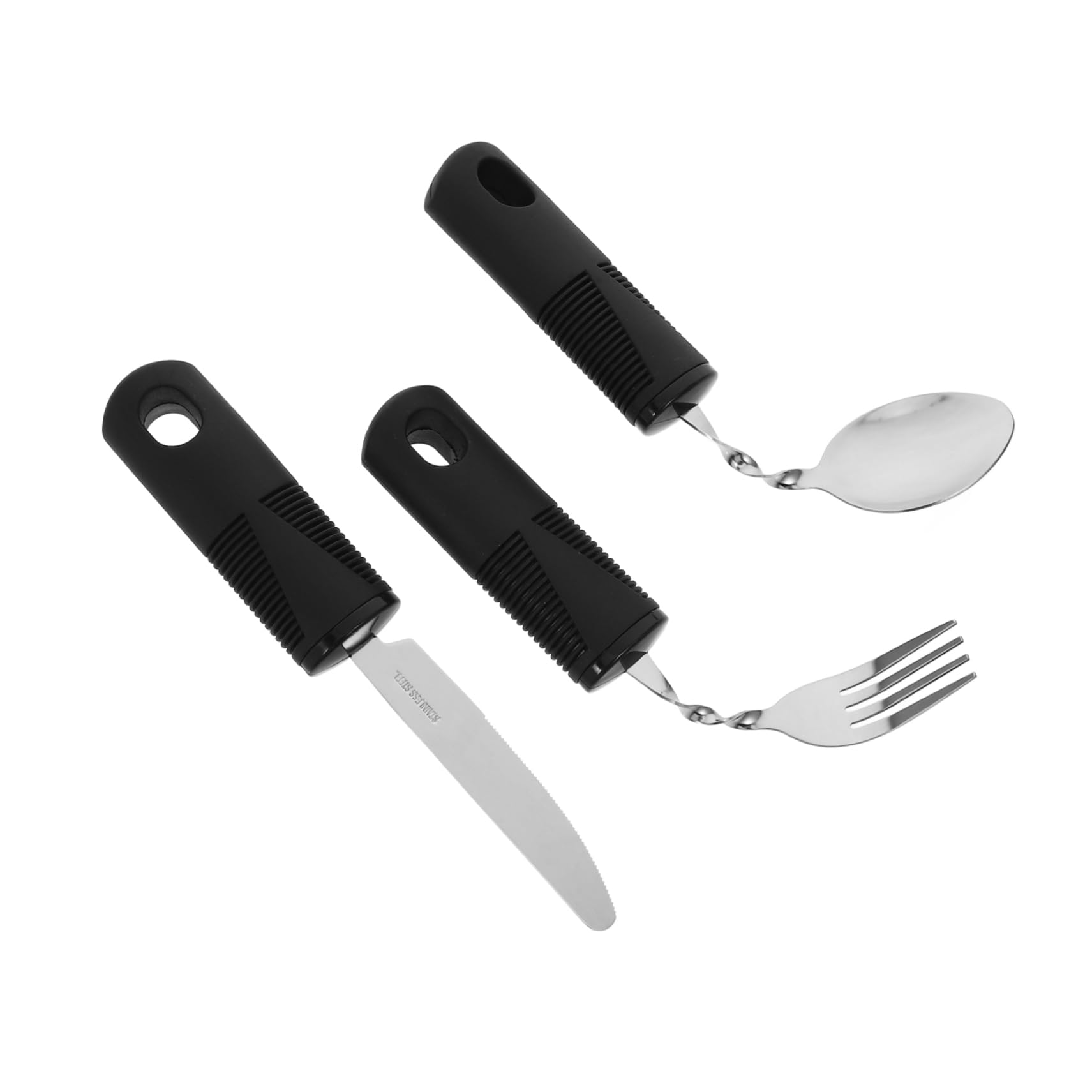 COLLBATH Elderly Handicap Utensils 3 in 1 Adaptive Silverware Set: Fork Spoon Knife Anti-Shake Design Easy to Use