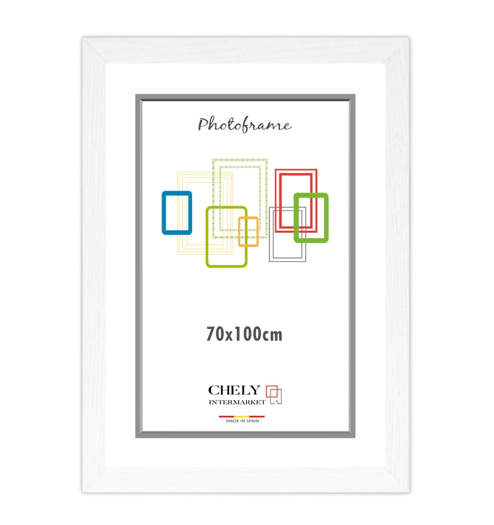 CHELY INTERMARKET MOD272 Marco Fotos Grande 70x100cm Galería Decorativo Color Blanco Estilo Moderno Clásico Madera Moldura Relieve Cuadro Horizontal Vertical Poster Diploma Pared Estético