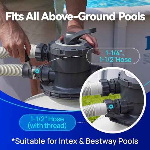 Image of AQUASTRONG 20in Sand Filter Pump for Above Ground Pool with Timer, 2 HP, 8917 GPH Pool Pumps Above Ground for Pools Up to 38000 GAL, Pool Filter With 6-Way Valve, Improved Circulation and Filtration