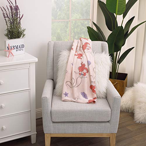 Image of Disney The Little Mermaid Super Soft Ariel Starfish Seashell French Fiber Baby Blanket, Pink, Purple, Red (4143501P)