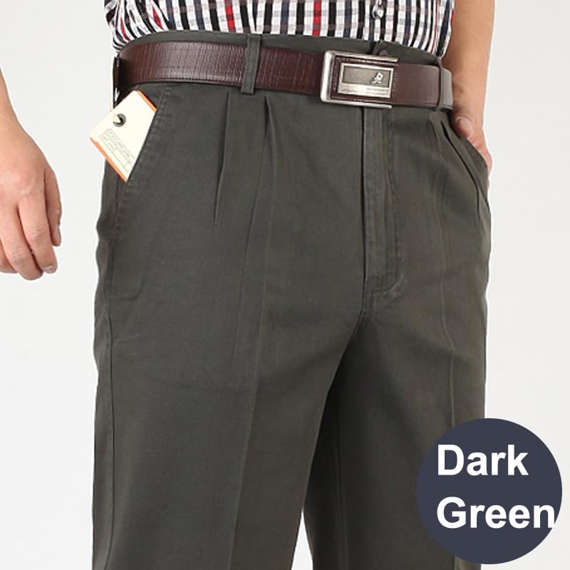 SevenBoy Men's Slim-Fit Casual Chino Pant Autumn and Winter Thick Double Pleated Loose Cotton High Waist2