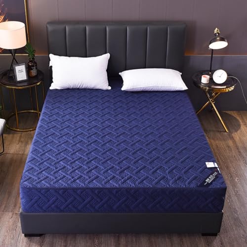 Morbuy Funda de Colchón Impermeable Anti Chinches, Funda Protector Colchon con Cremallera Microfibra Ajuste Lavable a Máquina para Camas de Altura 25cm (150x200+25cm,121 Azul Oscuro)