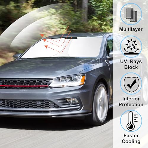 Image of Windshield Sun Shade Custom Fit for 2011-2018 Volkswagen VW Jetta Accessories Foldable Sunshade Sun Blocker Protect Car from Sun Rays & Heat Damage Keep Car Cooler