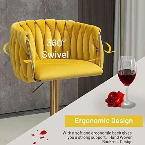 Modern-Velvet-Swivel-Bar-Stools-Hand-Woven-Backrest-Comfy-Adjustable-Counter-Height-Barstools-with-Gold-Square-Base-for-Counter-Kitchen-Island-Cafe-Pub-Set-of-4-Mustard Modern Velvet Swivel Bar Stools Hand Woven Backrest Comfy Adjustable Counter Height Barstools with Gold Square Base for Counter Kitchen Island Cafe Pub Set of 4 Mustard