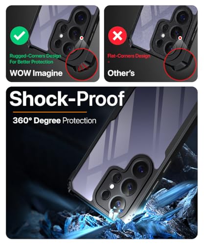 Image of WOW IMAGINE Shock Proof Clear Back Case Mobile Cover for Samsung Galaxy S26 Ultra 5G 2026 (Hard | Hybrid PC + TPU | Full Armour Device & Camera Protection | Black)