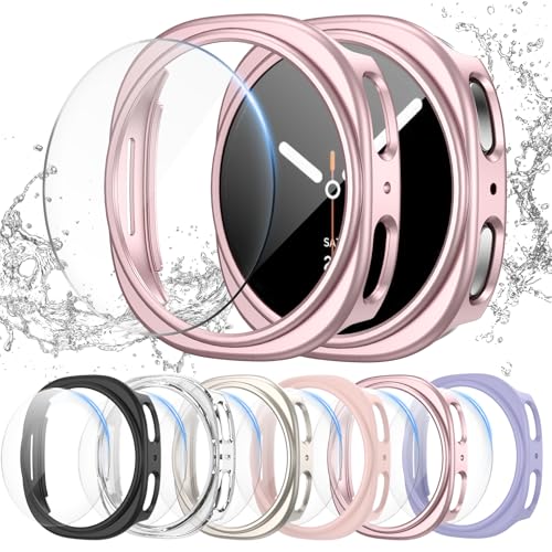 Landhoo [6+6Pack] for Samsung Galaxy Watch 8 40mm Screen Protector Case, Hard PC Bumper + HD...