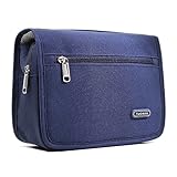 Hanging Toiletry Bag,Portable Travel Cosmetic Bag by EVATECH Waterproof Makeup Bag Organizer Women and Men Shaving Kit for Camping Vacation Travel Accessories with Study Hook (Navy)