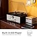 Bluetooth Vinyl Record Player with CD & Internet Radio, USB Recording, 3-Speed Belt-Drive Vintage Turntable with AUX/RCA, Tone Control & Remote Control, Retro Black Audio System for Home & Gift Use