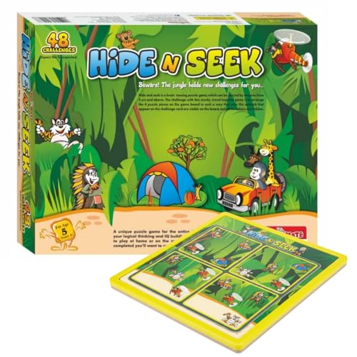 Image of toymate Hide N Seek Jungle Puzzle Game for Kids (5+ Years) | 48 Brain Teasing Challenges | Logic & Problem Solving Educational Toy | Single Player Travel Puzzle Game