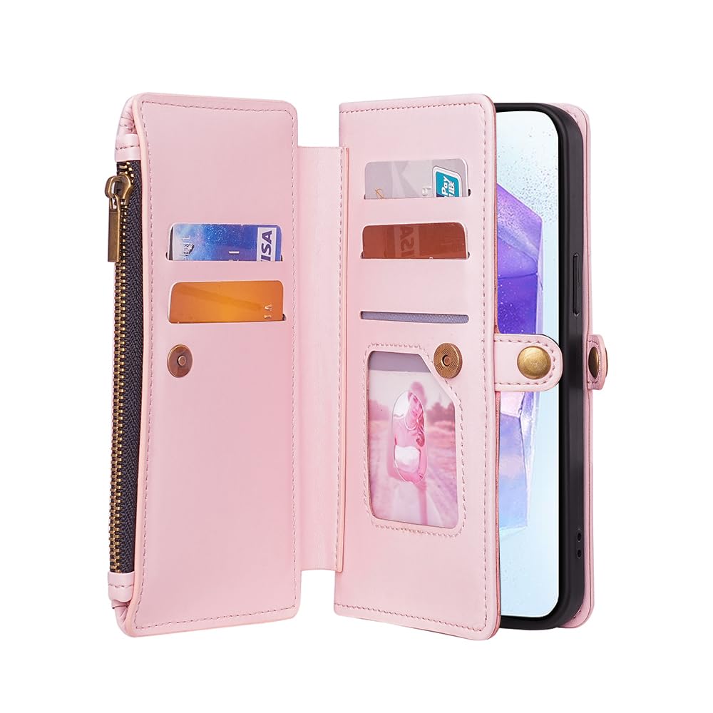 BELLA BEAR Etui Realme GT Neo 6 SE 5G [6 przegródek na karty] [boczna kieszeń z zamkiem błyskawicznym] [otwór na zdjęcia] [regulowany pasek na ramię] [podpórka] etui portfelowe do Realme GT Neo 6 SE