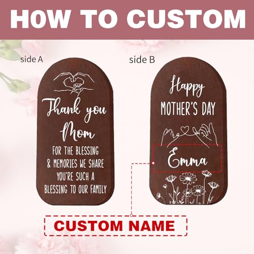 Image of ASTARIN Personalized Mom Gifts for Mothers Day Grandma Gift, Customized Wind Chimes for Outside Outdoor Decor Hanging Mobile for Garden Patio Yard Porch Decoraion Birthday Gifts for Women