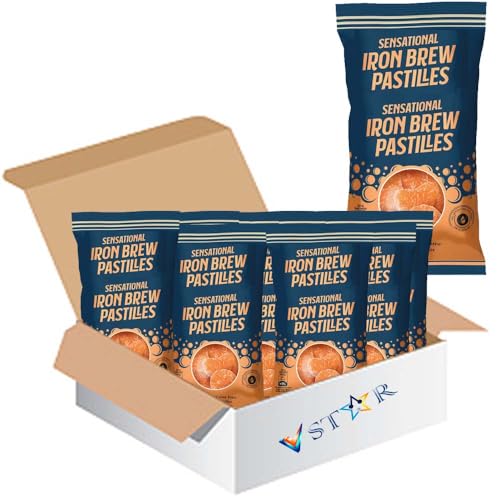 Traditional Handmade Scottish Sweets – Premium Quality Confectionery, Assorted Flavours, Convenient Sizes - Bch (Pack of 8, Sensational Iron Brew Pastilles Bag 145g)