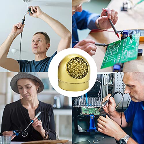 Image of Soldering Iron Tip Cleaner Kit Include 7Pcs Solder Tip Cleaning Wire and 1Pc Ball Shell Holder for Cleaning Soldering Head Steel Irons Tip, Gold