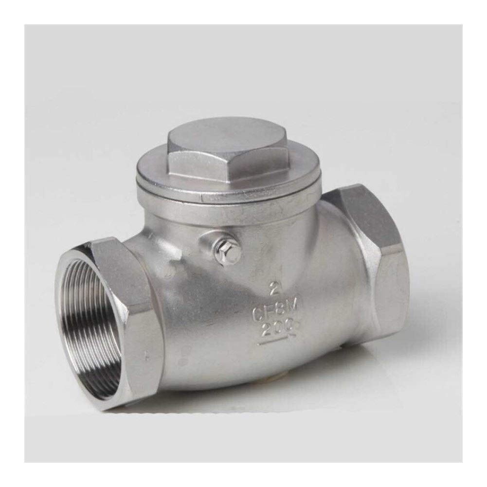 HJCMOONB Needle Valve Stainless Steel Wire Mouth Horizontal Non-Return Valve 304 Stainless Steel Female Thread Swing Check Valve 1/2 3/4 1 1-1/4 Inch(DN40)