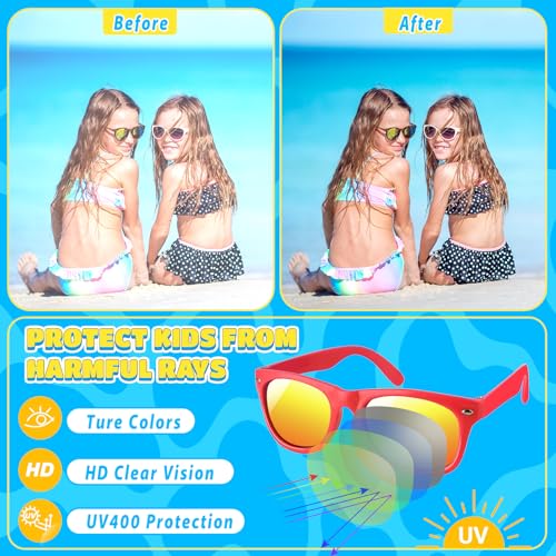GIFTINBOX Kids Sunglasses, 12 PACK Kids Sunglasses Bulk Party Favors for Kids 4-8 3-5, Pool Beach Birthday Party Supplies Goodie Bags Stuffers, Toddler Sunglasses Gift Toys for Boys Girls4