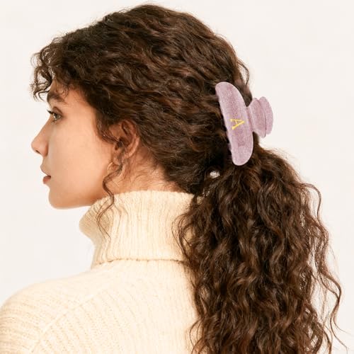 Image of Monogram Hair Clips Personalized Hair Claws - Initial Hair Claw Medium Hair Clip,Fashion Glitter Claw Clips Hair Accessory - Lavender,I