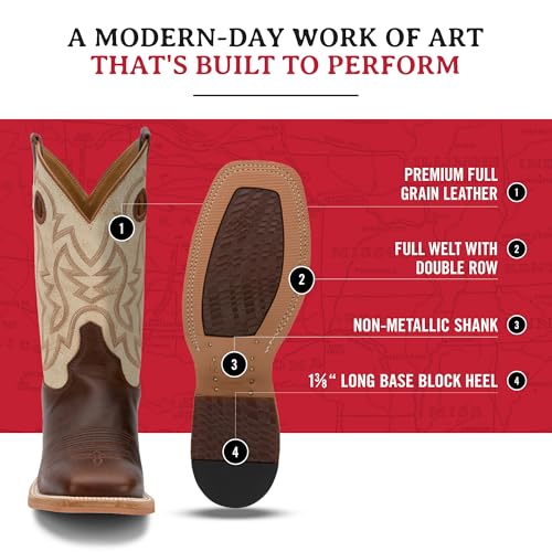 Image of Justin Caddo 11 inch Square Toe Western Boots for Men