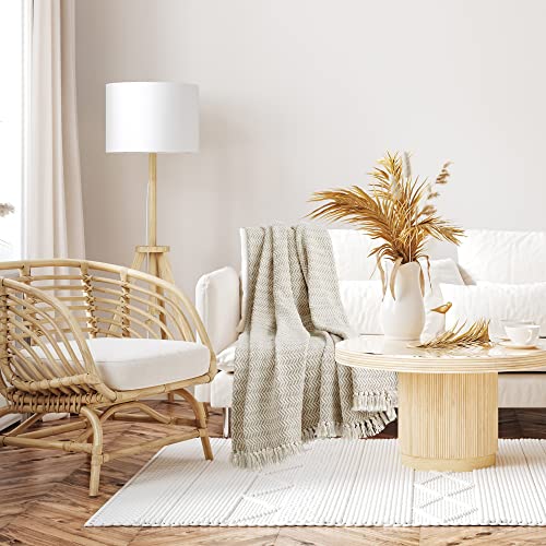 Americanflat 50x60 Throw Blanket - Soft and Breathable Cotton Throw Blanket for Couch, Bed, Chair - Decorative Blankets Perfect for Home, Office, or Outdoor Use - Cream and Beige Zig Zag Design - Image 3