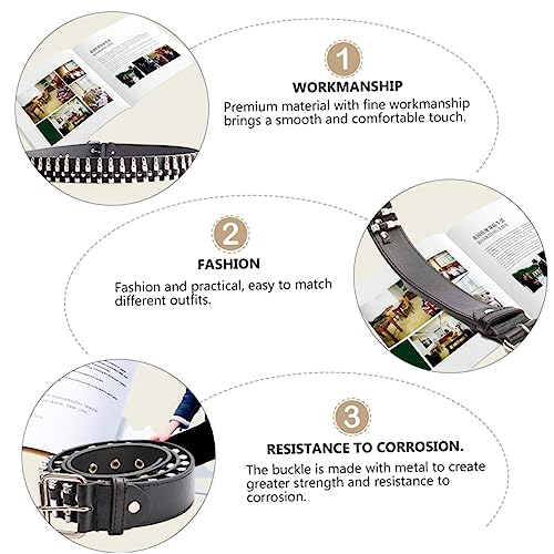 SAFIGLE Fashionable Punk Style Artificial Belt for Men Pin Buckle Versatile Wear for Casual and Formal Outfits Durable and Comfortable Design Belt3