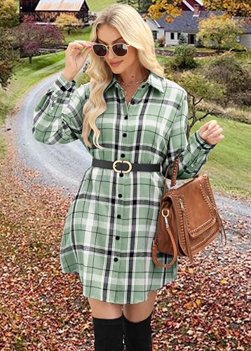 Womens Buffalo Plaid Flannel Shirt Jacket Long Sleeve Collar Button Down Shacket Coats Lightweight Tops4