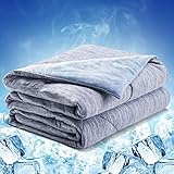 Luxear kühle Sommerdecke 2 in 1 doppelseitig, Kühldecke mit Arc-Chill Q-Max 0,43 Kühlfasern vierjahreszeiten Bettdecke atmungsaktiv, weiche Steppdecke für Menschen Kühlende Bettwäsche, 150x200cm, blau