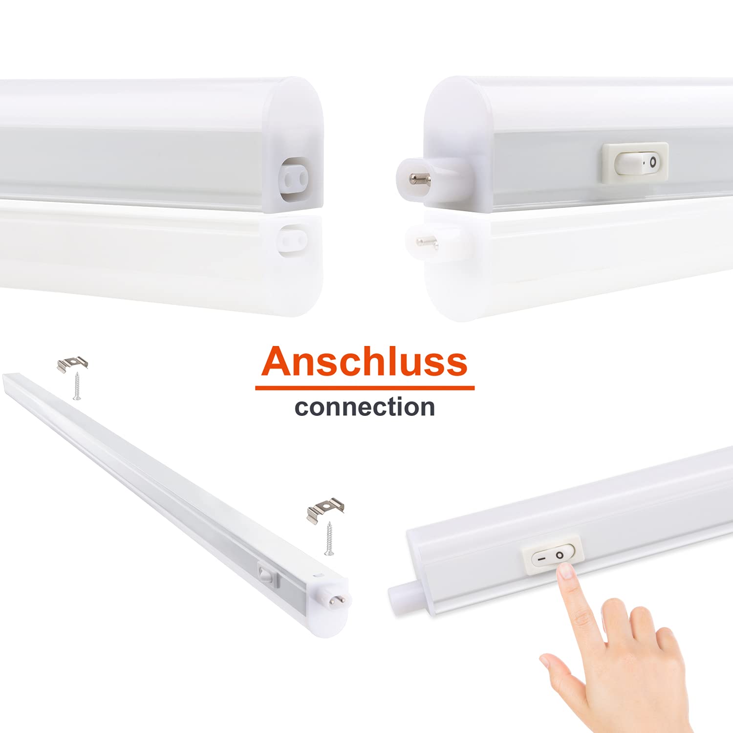 DA LIGHT Luce LED per armadi 14W 87,5cm 1250lm 4000k bianco neutro Luce bianca super luminosa per armadi da cucina Vetrine Estendibile con sistema a innesto (3 pezzi)