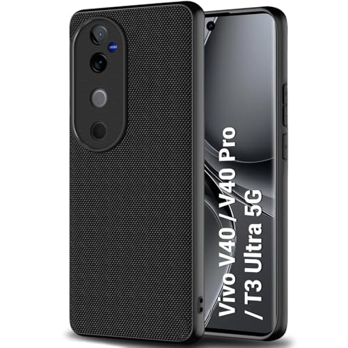 Image of TheGiftKart Back Cover Case for Vivo V40 / V40 Pro / T3 Ultra 5G | Slim & Lightweight | Ultra-Premium Design | Camera Protection Bump | Fabric Texture Case Cover (PC & TPU, Black)