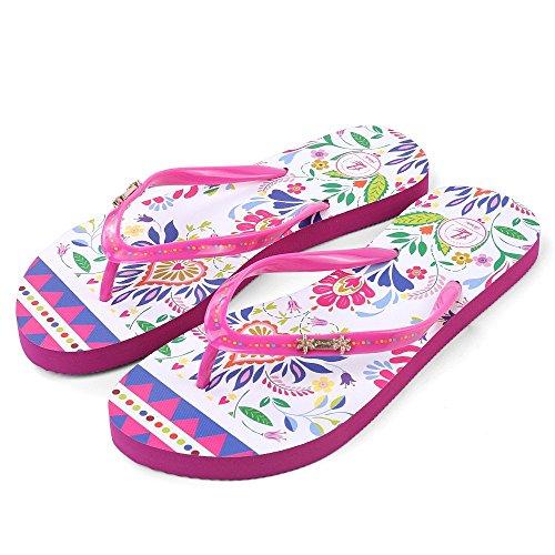 Women Slim Flip Flop Shoes, Lightweight Printing Thong Sandals Beach Slippers