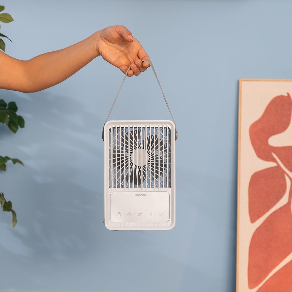 Cecotec - Tischklimageräte EnergySilence 500 DeskChill Smart, 6W, 500 ml Ablagerung, Berührungssteuerung, Digitalanzeige, 3 Geschwindigkeiten, LED -Licht mit 7 Farben und Timer