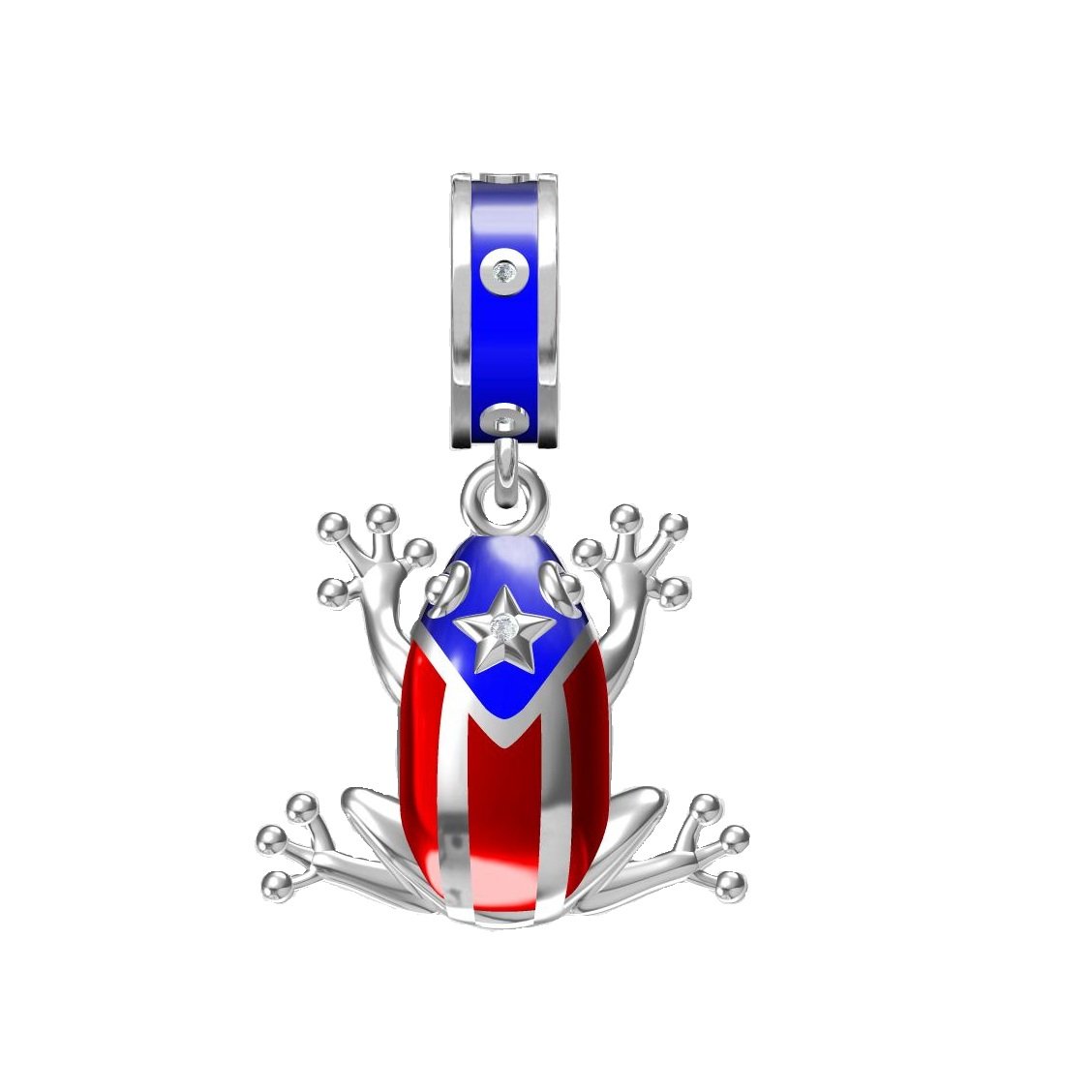 Puerto Rico Coqui Frog Prince Charm Pendant 925 Sterling Silver Fit Pandora Charms