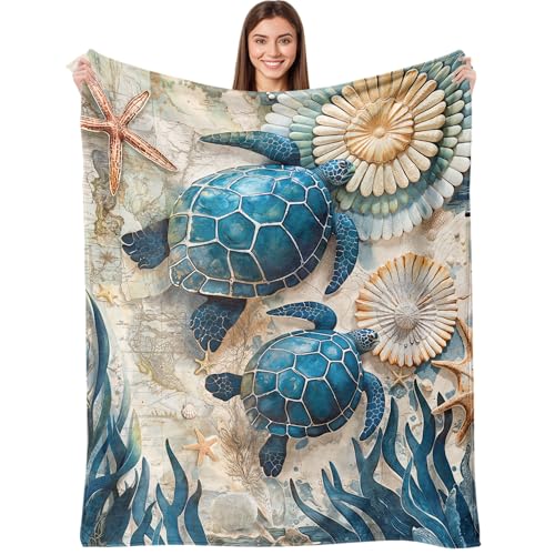 Sea Turtle Blanket 50'x 60', Sea Turtle Gifts for...