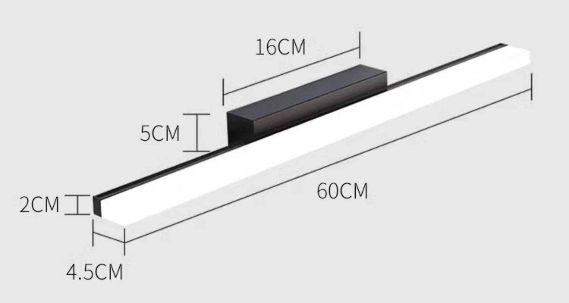 LED Lámpara de Espejo Baño Moderno IP44 Aplique espejo baño Luz de espejo Iluminación para tocador Iluminación de Pared Luces Espejo Maquillaje Lámpara frontal de espejo (6000K,Negro 80cm)