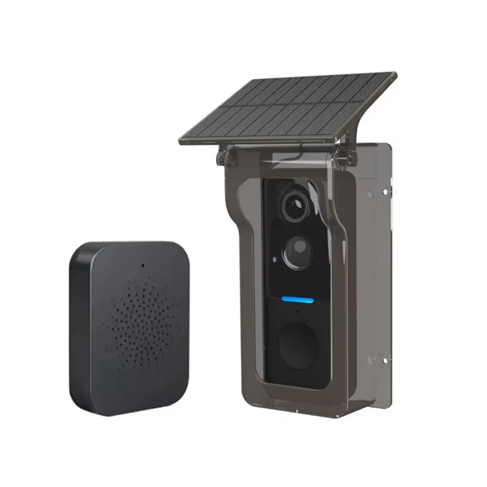 Tuya - Timbre WiFi con cubierta solar para lluvia, timbre inalámbrico con video (timbre negro)