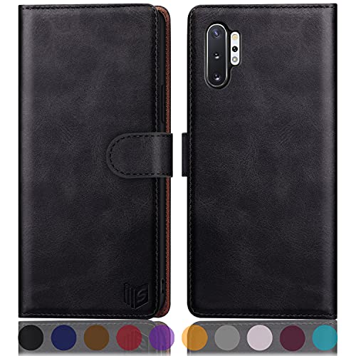 Coque Samsung Note 10 Pro SUANPOT élégante protection intégrale en cuir noir