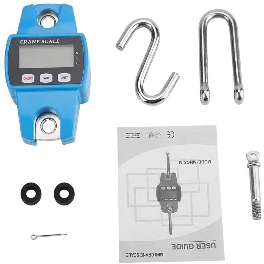 Digital Hanging Scale 660lb Handheld 300Kg Mini Crane Scale for Farms Hunting Bow Draw Weight Fishing Outdoor Activities Hanging Scale with Accurate Sensors (Blue 300kg/0.1kg)
