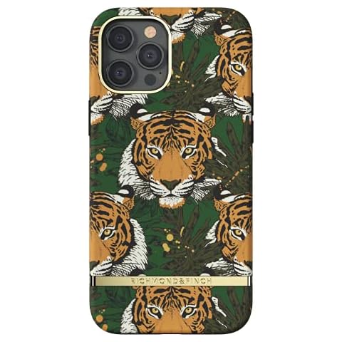 Richmond & Finch Phone Case Compatible with iPhone 12, iPhone 12 Pro, Green Tiger Design, 6.1 Inches, Shockproof, Fully Protective Phone Cover Cover