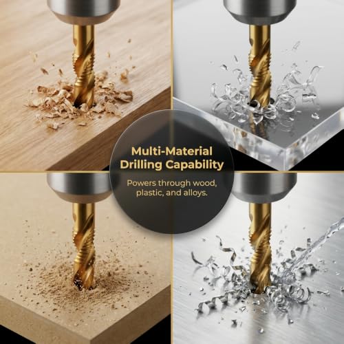 Image of HSS Twist Drill Bit Set, Titanium Coated Metal Drill Bits,2